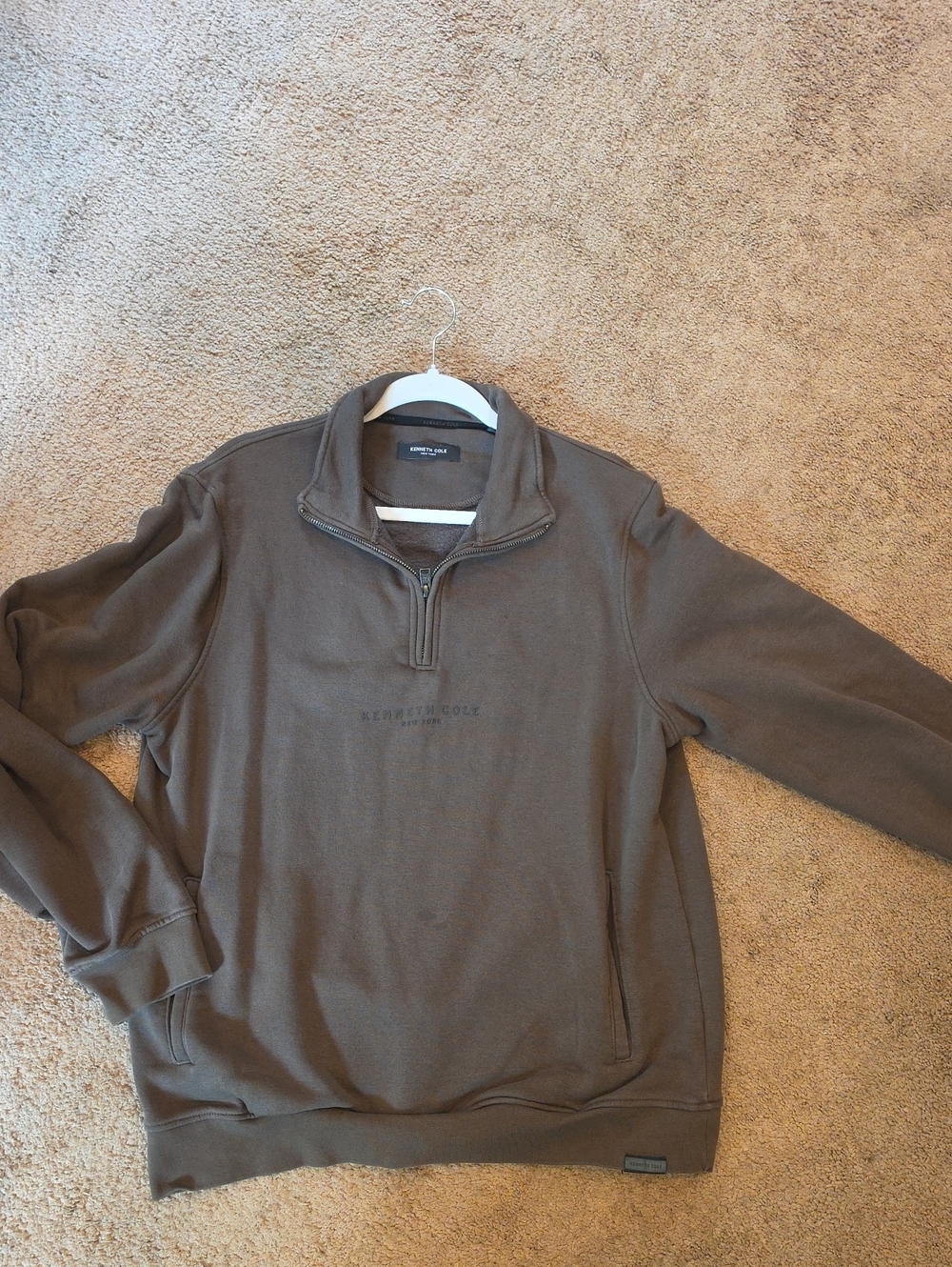 Kenneth Cole Men's Brown Half-Zip Pullover Sweater